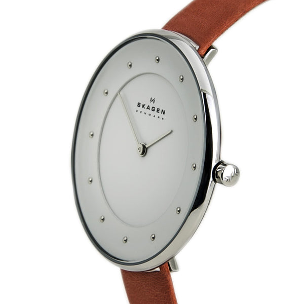 Skagen White Dial Rose Leather Strap Ladies Watch SKW2135 - Watches of America #2