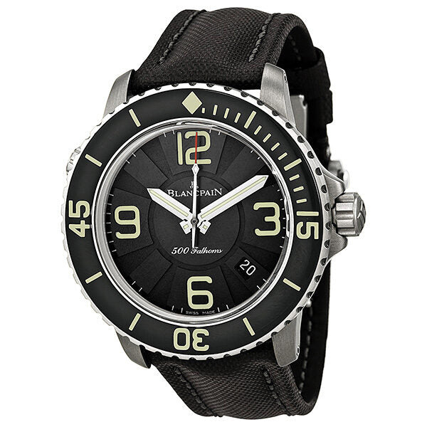 Blancpain 500 Fathoms Automatic Black Dial Canvas Men's Watch #50015-12B30-52B - Watches of America