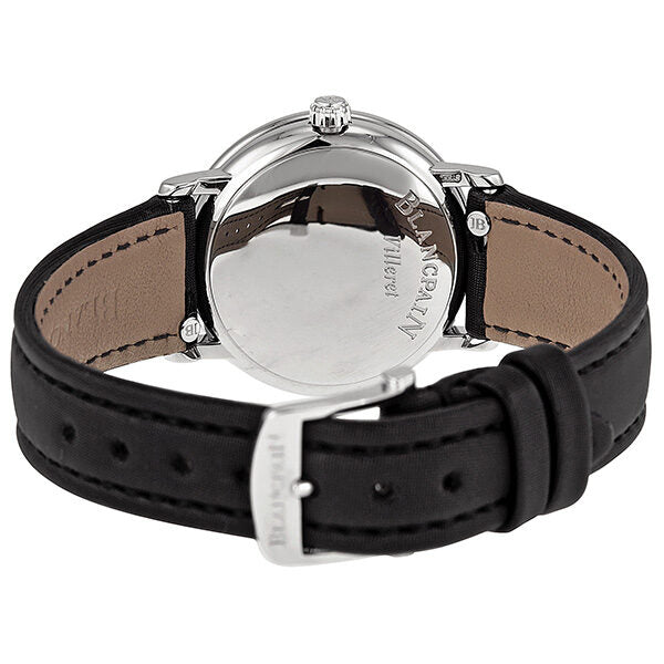 Blancpain Ultra Slim Automatic White Diamond Dial Black Fabric Strap Ladies Watch #6102-4628-95 - Watches of America #3