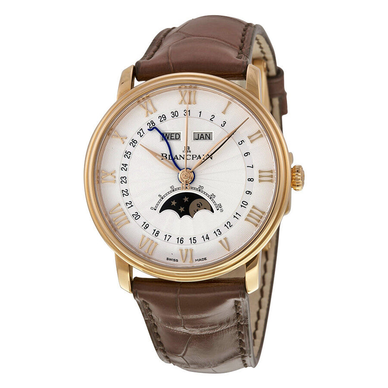 Blancpain Villeret Moonphase & Complete Calendar Automatic Oplaine Dial Brown Leather Men's Watch #6664-3642-55B - Watches of America