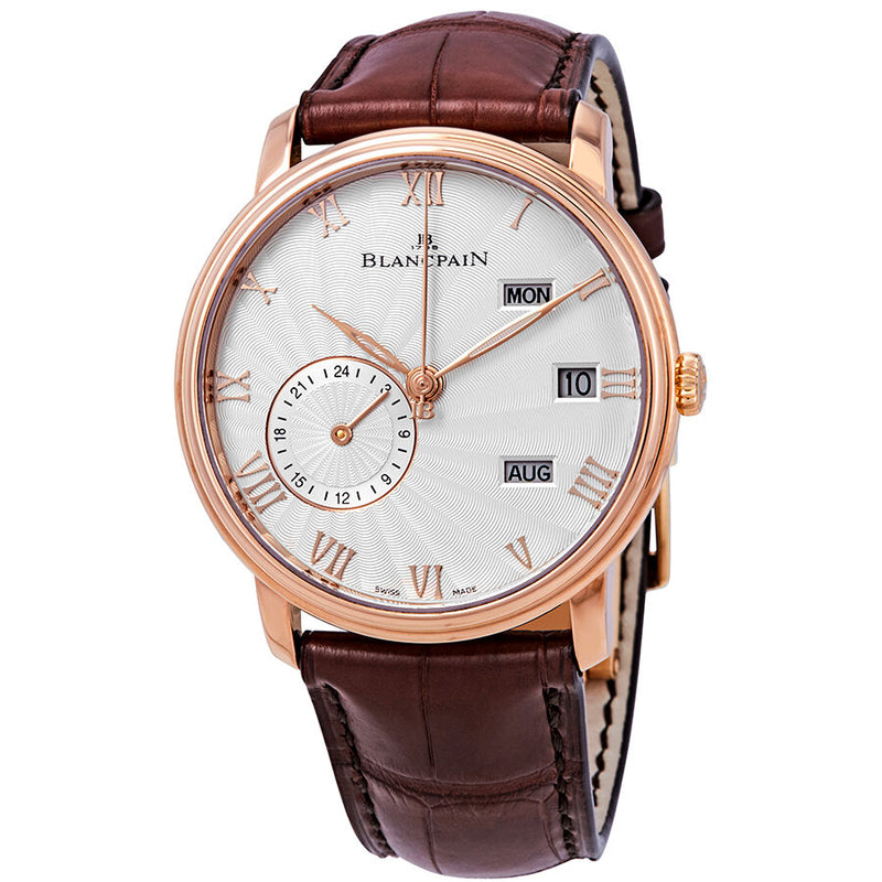 Blancpain Villeret Silver Dial 18kt Rose Gold Brown Leather Men's Watch #6670-3642-55B - Watches of America