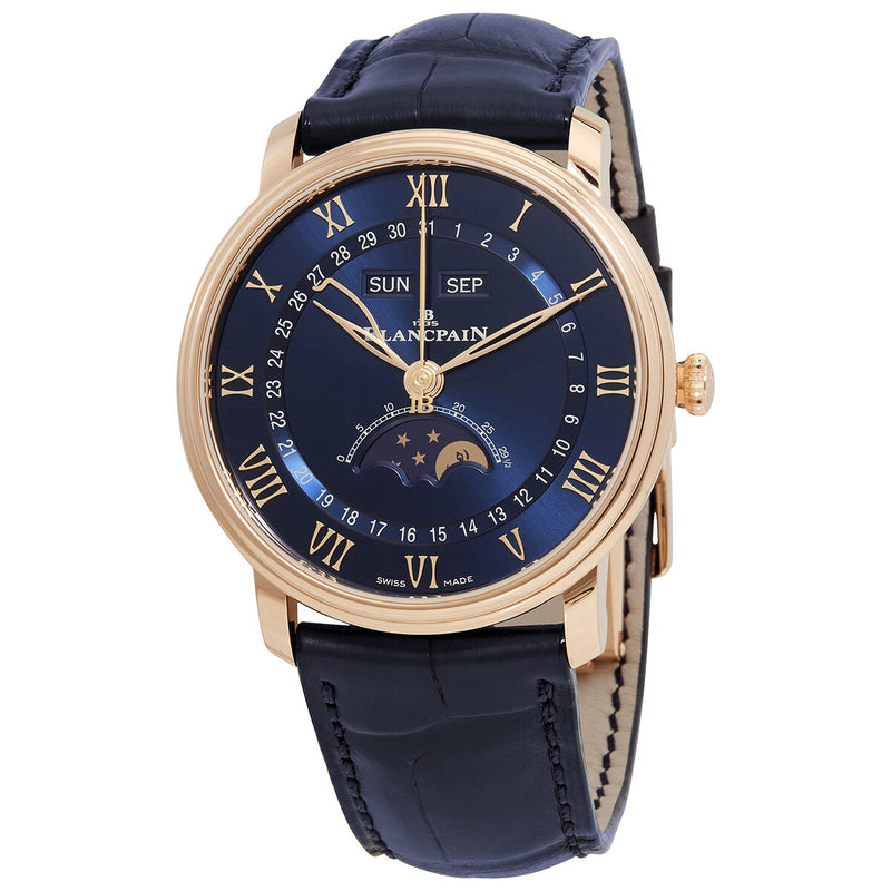 Blancpain Villeret Ultraplate Moonphase Automatic Blue Dial Men's Watch #6654 3640 55B - Watches of America