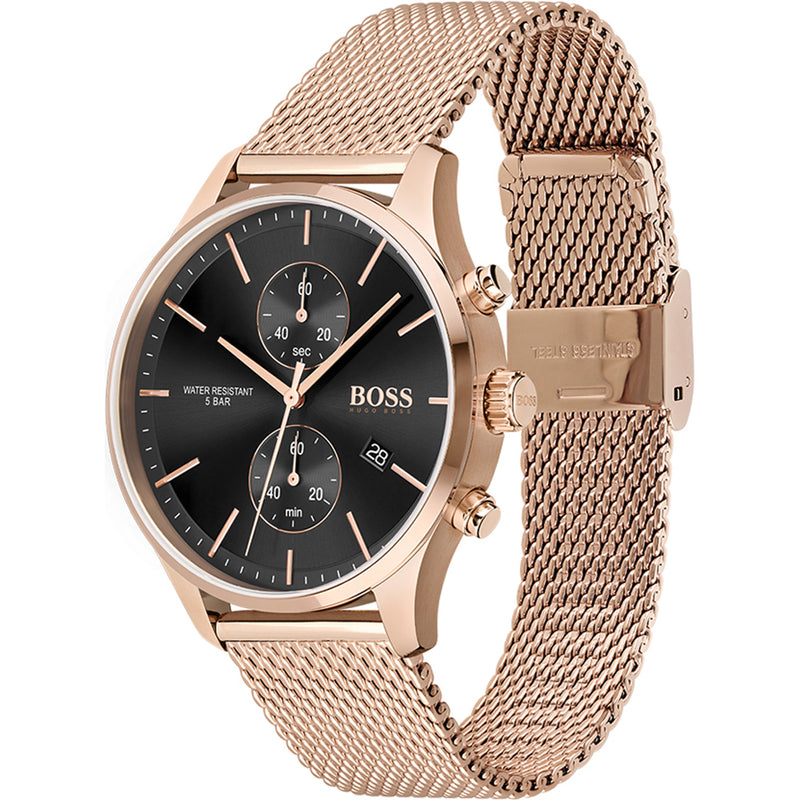 Hugo Boss Associate Rose Gold Mesh Men's Watch 1513806 - Watches of America #2