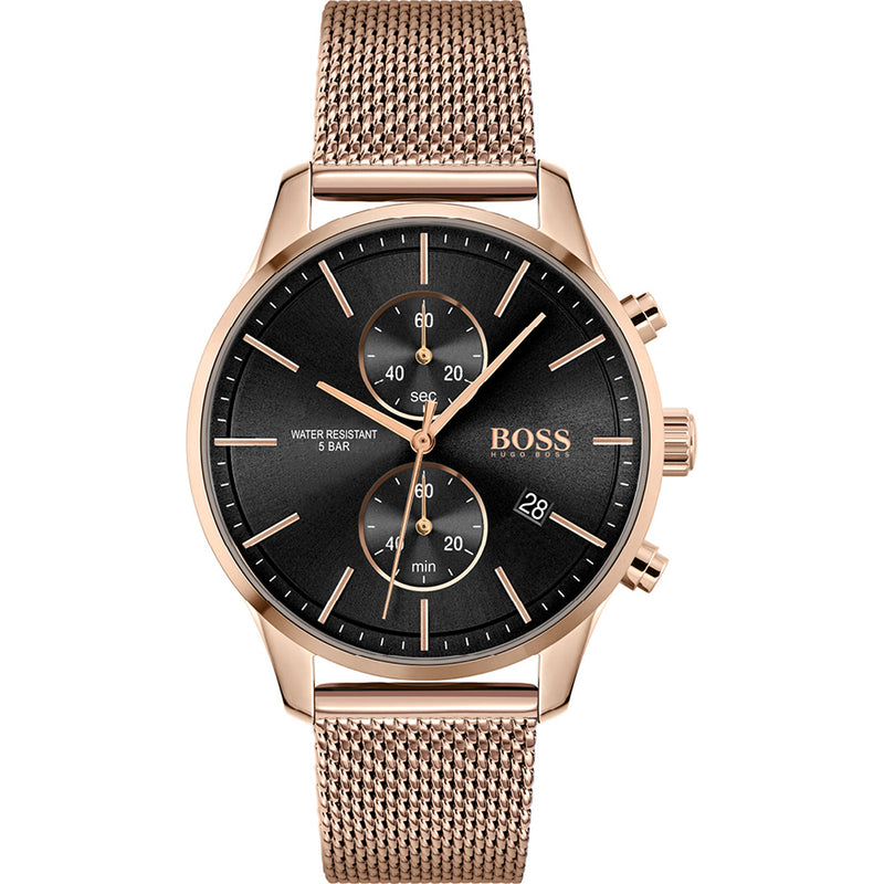 Hugo Boss Associate Rose Gold Mesh Men's Watch  1513806 - Watches of America
