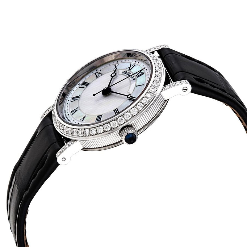 Breguet Classique Mother of Pearl Dial 18kt White Gold Diamond Black Leather Ladies Watch 8068BB52964DD00#8068BB/52/964.DD00 - Watches of America #2