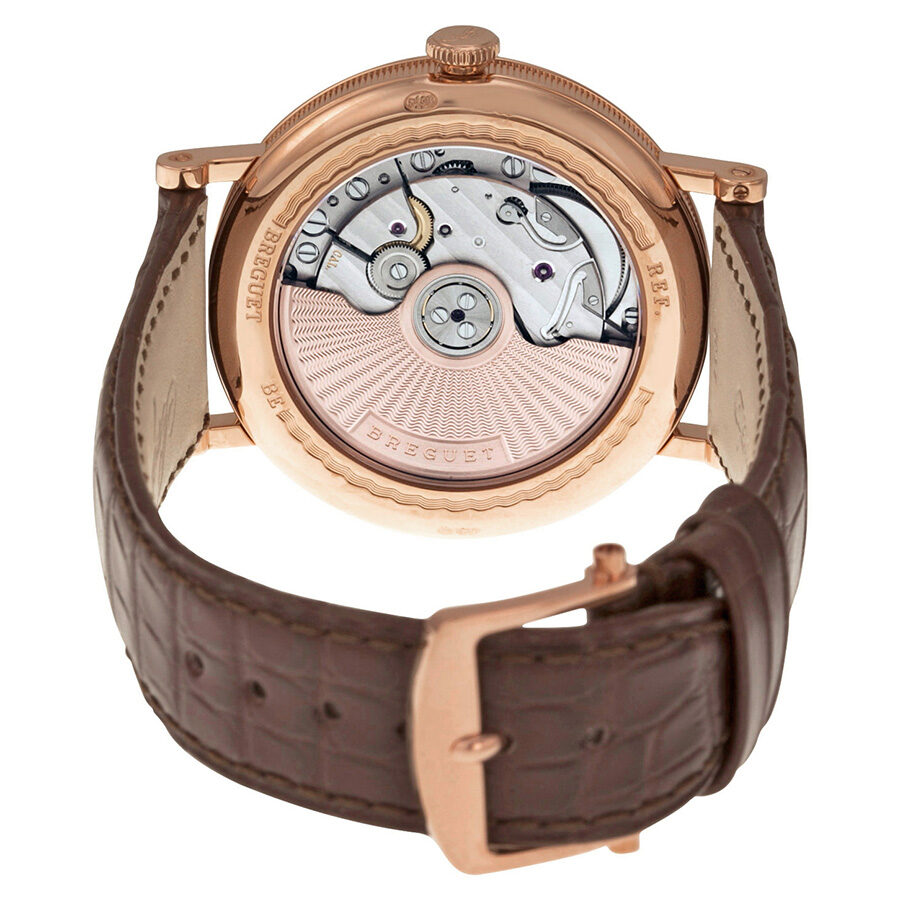 Breguet Classique Silver Dial 18kt Rose Gold Brown Leather Men s