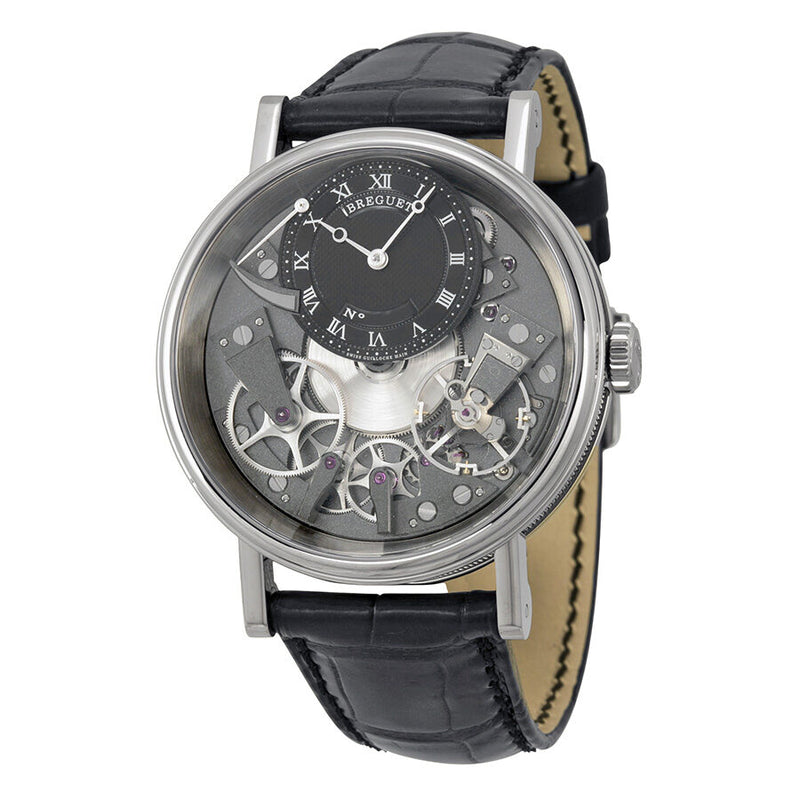 Breguet Tradition Black and Grey Skeleton Dial 18kt White Gold Black Leather Men's Watch 7057BBG99W6#7057BB/G9/9W6 - Watches of America