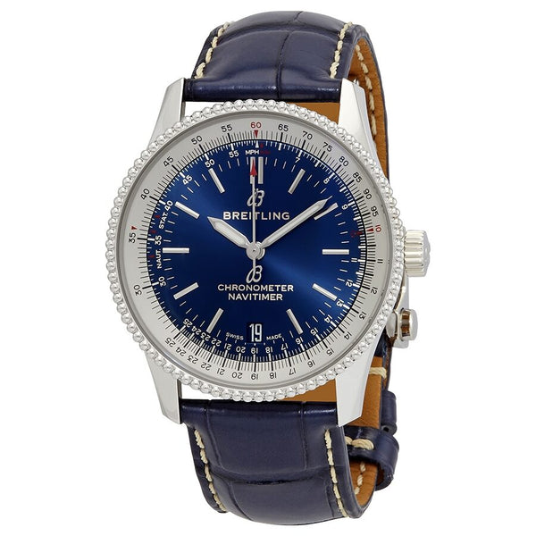 Breitling Automatic Blue Dial Blue Leather Watch #A17325211C1P3 - Watches of America