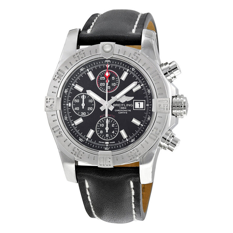 Breitling Avenger II Automatic Black Dial Black Leather Men's Watch A1338111-BC32BKLD#A1338111-BC32-436X-A20D.1 - Watches of America