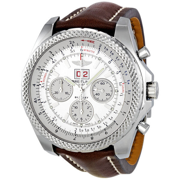 Breitling Bentley 6.75 Silver Stainless Steel Leather Automatic Men's Watch A4436412-G679BRLD#A4436412/G679 - Watches of America