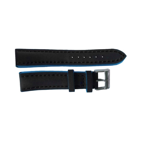 Breitling Black Leather Strap with Blue Trimming and a Stainless Steel Tang Buckle 24-20mm#232X - Watches of America