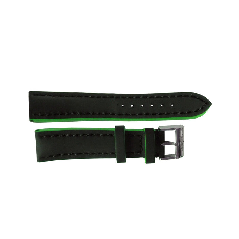 Breitling Black Leather Strap with Green Trimming and Stainless Steel Tang Buckle 24-20mm#234X - Watches of America