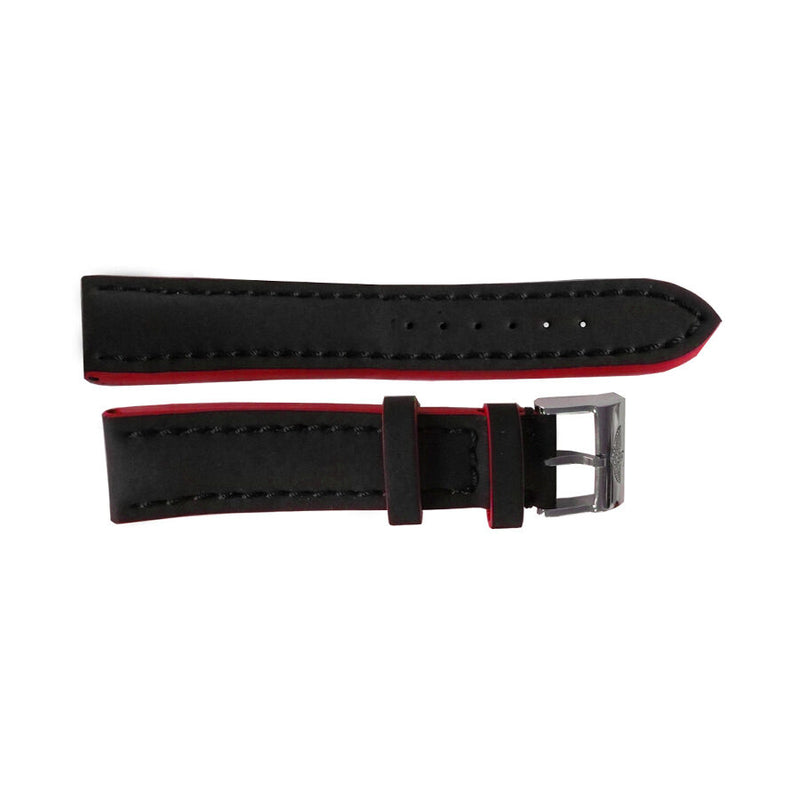 Breitling Black Leather Strap with Red Trimming and Stainless Steel Tang Buckle 24 mm - 20 mm#233X - Watches of America