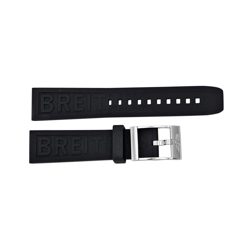 Breitling Black Rubber Watch Band Strap with a Stainless Steel Tang Buckle 20-18mm#150S-A18S.1 - Watches of America