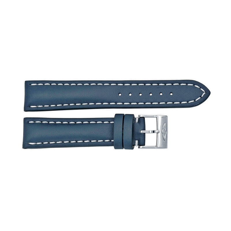 Breitling Blue Leather Watch Band Strap and White Stitching with a Tang Buckle 20-18mm#113X-A18BA.1 - Watches of America