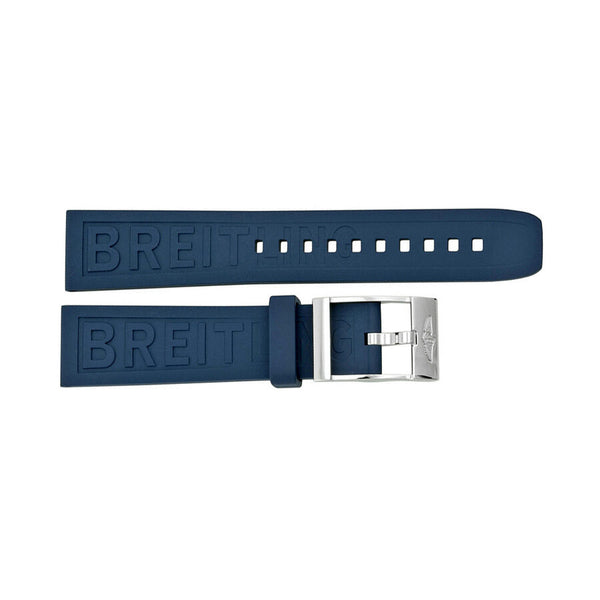 Breitling Blue Rubber Strap with a Stainless Steel Tang Buckle 20-18mm#148S-A18S.1 - Watches of America