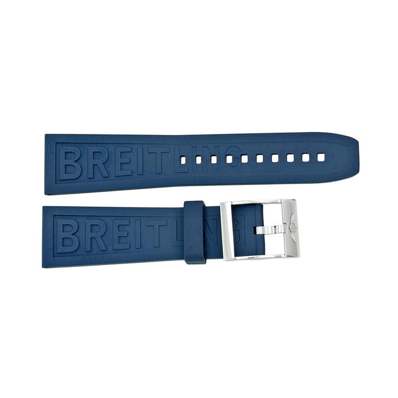 Breitling Blue Rubber Strap with a Stainless Steel Tang Buckle 24-20mm#159S-A20S.1 - Watches of America