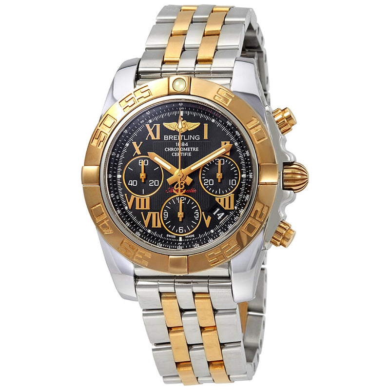 Breitling Chronomat 41 Black Dial Automatic Men's Steel and 18K Rose Gold Watch #CB014012/BC08TT - Watches of America