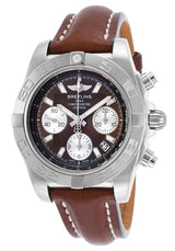Breitling Chronomat 41 Chronograph Brown Dial Brown Leather Men's Watch BRSLT#AB014012-Q583 - Watches of America