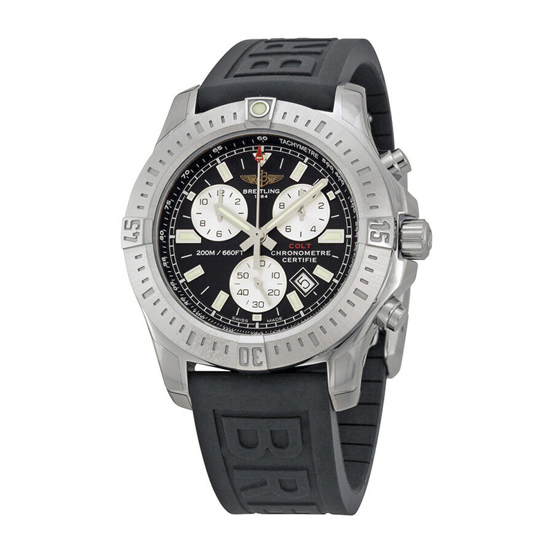 Breitling Colt Chronograph Black Dial Rubber Strap Men's Watch