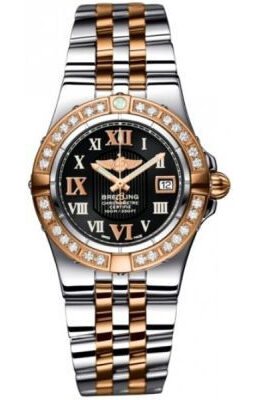 Breitling Galactic 30 Black Dial Steel and 18kt Rose Gold Ladies Watch #C71340LA-B952TT - Watches of America