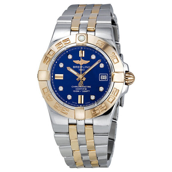 Breitling Galactic 30 Diamond Blue Dial Ladies Watch #C71340L2-C816TT - Watches of America