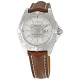 Breitling Galactic 41 Silver Dial Brown Leather Strap Men's Watch #A49350L2-G699BRLD - Watches of America