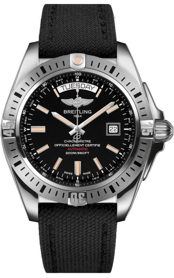 Breitling Galactic Black Dial Black Fabric Automatic Men's Watch #A45320B9-BD42BKFS - Watches of America