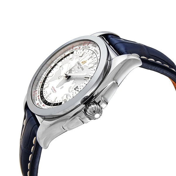 Breitling Galactic Unitime Antarctica White Dial Blue leather Men's Watch WB3510U0-A777BLCT #WB3510U0/A777BLCT - Watches of America #2