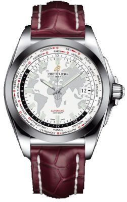 Breitling Galactic Unitime Antarctica White Dial Burgundy Leather Men's Watch WB3510U0-A777BGCT#WB3510U0/A777BGCT - Watches of America