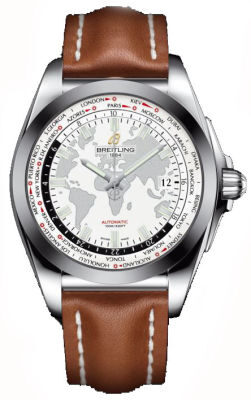 Breitling Galactic Unitime Antarctica White Dial Light Brown leather Deployment Men's Watch WB3510U0-A777BRLD#WB3510U0/A777BRLD - Watches of America