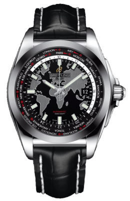 Breitling Galactic Unitime Black Leather Men's Watch WB3510U4-BD94BKCD#WB3510U4/BD94BKCD - Watches of America