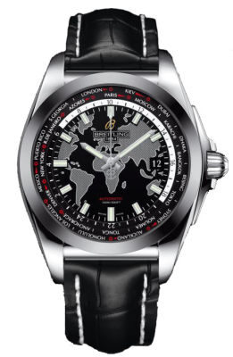Breitling Galactic Unitime Black Leather Men's Watch WB3510U4-BD94BKCT#WB3510U4/BD94BKCT - Watches of America