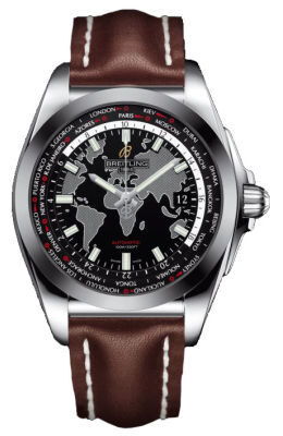Breitling Galactic Unitime Black Dial Dark Brown Leather Men's Watch WB3510U4-BD94DBRLT#WB3510U4/BD94DBRLT - Watches of America