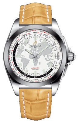 Breitling Galactic Unitime White Dial Camel Leather Men's Watch WB3510U0-A777CMCD#WB3510U0/A777CMCD - Watches of America