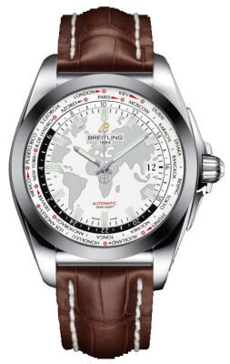 Breitling Galactic Unitime White Dial Dark Brown Leather Men's Watch WB3510U0-A777DBRCD#WB3510U0/A777DBRCD - Watches of America
