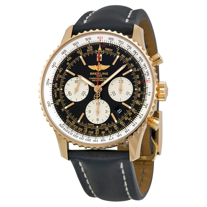 Breitling Navitimer 01 Chronograph Black Dial Black Leather Men's Watch RB012012-BA49BKLD#RB012012-BA49-436X-R20D.1 - Watches of America