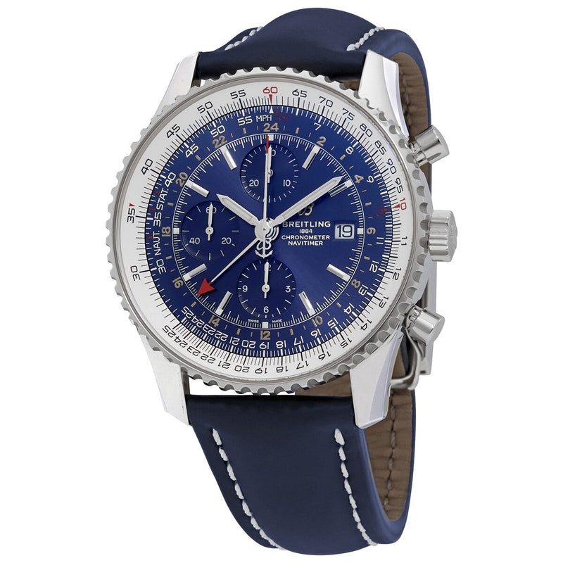 Breitling Navitimer 1 Chronograph GMT 46 Automatic Chronometer Blue Dial Men's Watch #A24322121C2X2 - Watches of America