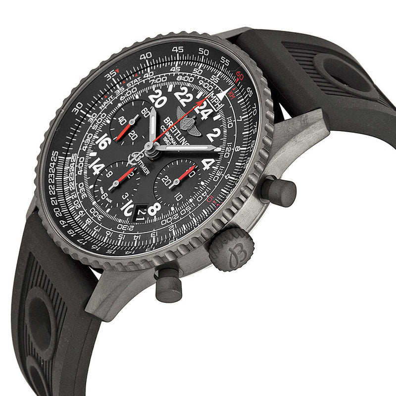 Breitling Navitimer Cosmonaute Black Dial Black Rubber Men's Watch #MB0210B6-BC79BKOR - Watches of America #2