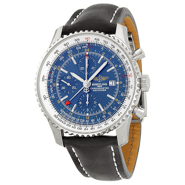 Breitling Navitimer World Chronograph Blue Dial Black Leather Men's Watch A2432212-C651BKLD#A2432212-C651-442X-A20D.1 - Watches of America