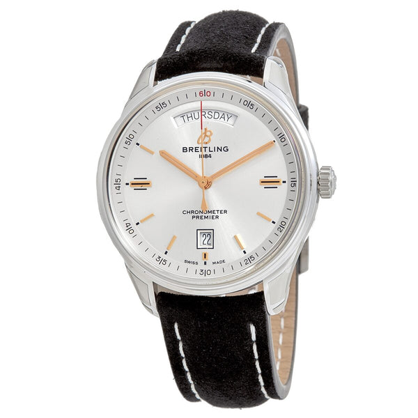 Breitling Premier Automatic Day and Date Chronometer Silver Dial Watch #A45340211G1X4 - Watches of America