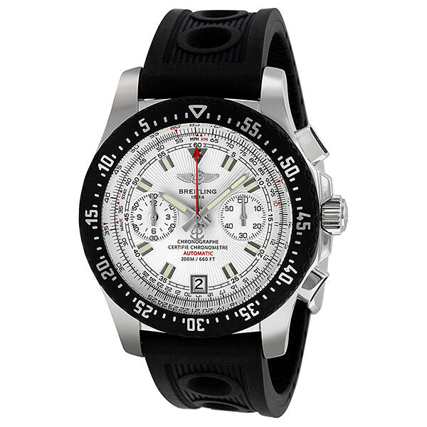 Breitling Skyracer Raven Silver Dial Chronograph Black Rubber Men's Watch #A2736434-G615BKOR - Watches of America