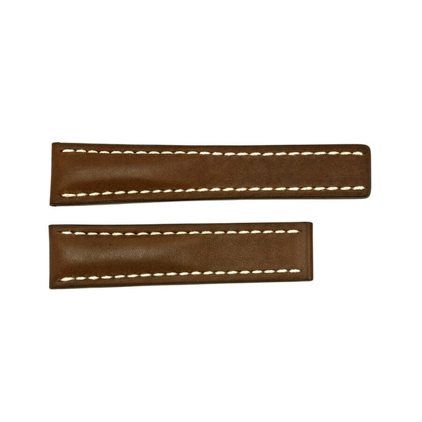 Breitling Strap Brown Leather Strap and White Stitching (no clasp) 22-20mm#438X - Watches of America