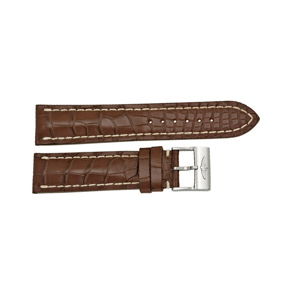 Breitling Strap Brown Leather Strap with White Stitching and a Stainless Steel Tang Buckle 22-20mm#739P-A20BA.1 - Watches of America