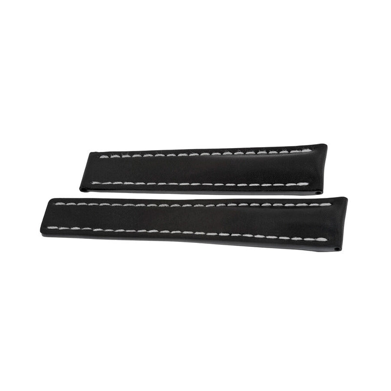 Breitling Watch Band Strap styled in Black Leather and White Stitching 20-18mm#429X - Watches of America