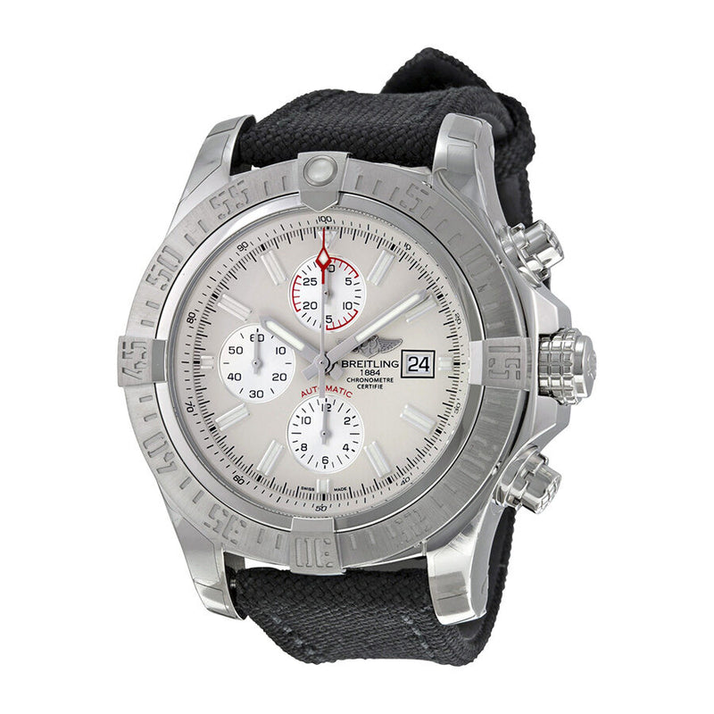 Breitling Super Avenger II Chronograph Stratus Silver Dial Black Fabric Men's Watch A1337111-G779BKFT#A1337111-G779-104W-A20BA.1 - Watches of America
