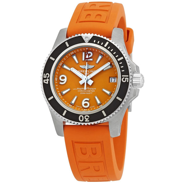 Breitling Superocean 36 Automatic Orange Dial 36 mm Watch #A17316D71O1S1 - Watches of America