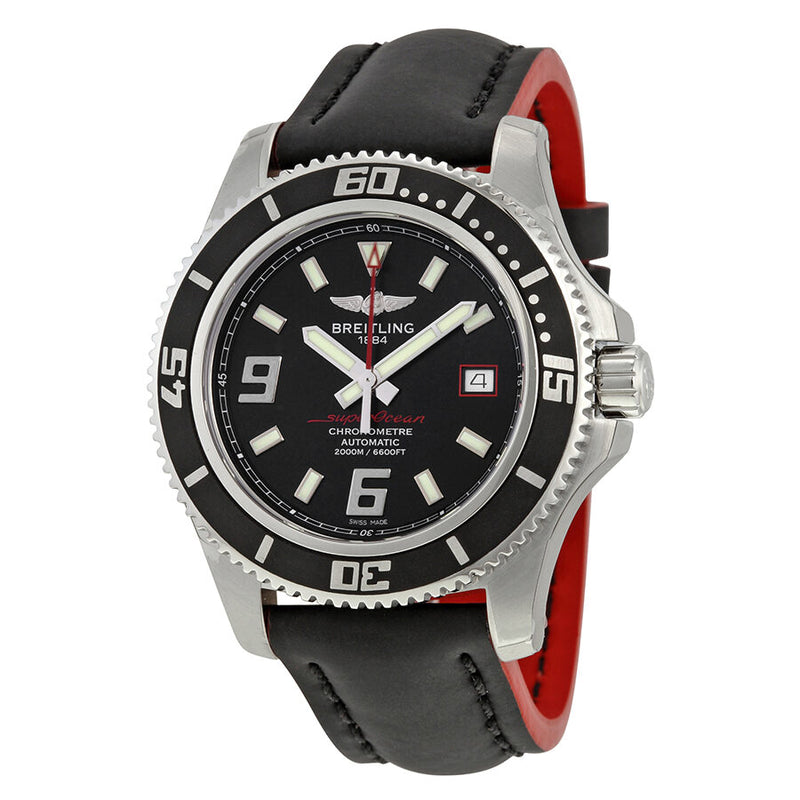 Breitling Superocean 44 Automatic Black Dial Black Leather Men's Watch #A1739102-BA76BKRDT - Watches of America