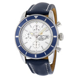 Breitling Superocean Heritage Automatic Chronograph Silver Dial Blue Leather Men's Watch A1332016-G698BLLD#A1332016-G698-102X-A20D.1 - Watches of America