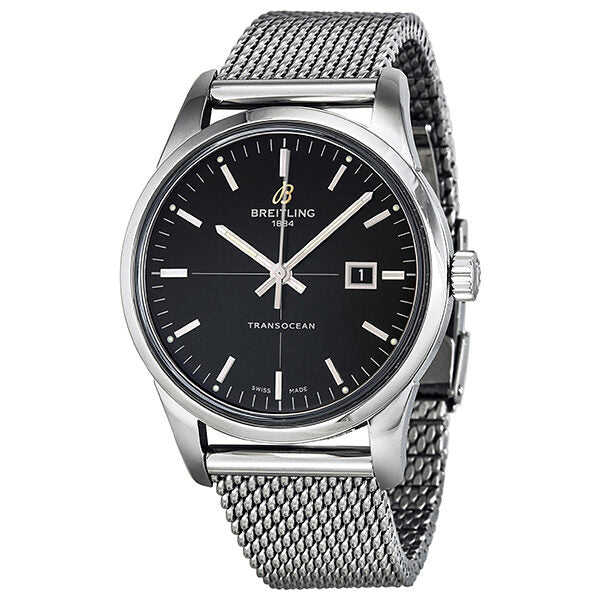 Breitling Transocean Black Dial Stainless Steel Men's Watch A1036012-BA91SS#A1036012-BA91-154A - Watches of America
